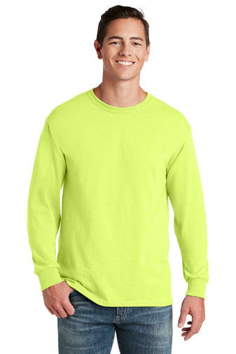 Jerzees Unisex long sleeve T Shirt in Safety Green ⁄ Neon Yellow