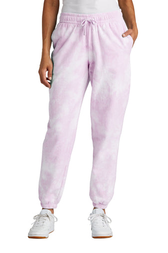 Port & Company Tie Dye Cloud Sweat Pants in Pink