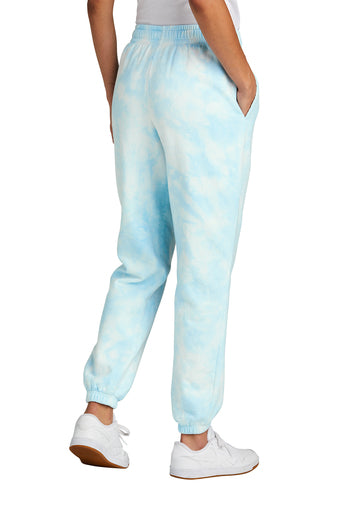 Port & Company Tie Dye Cloud Sweat Pants in Aqua