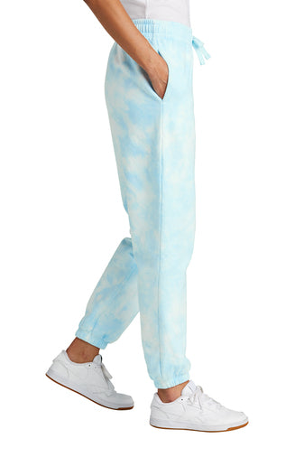 Port & Company Tie Dye Cloud Sweat Pants in Aqua