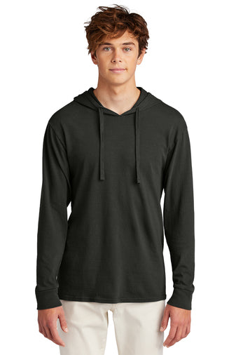 Port & Company Beach Wash Tee Hoodie in Black