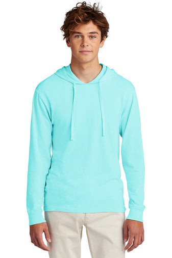 Port & Company Beach Wash Tee Hoodie in Glacier Aqua