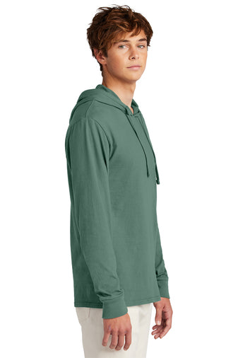 Port & Company Beach Wash Tee Hoodie in Army Green