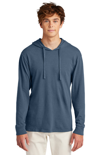 Port & Company Beach Wash Tee Hoodie in Denim