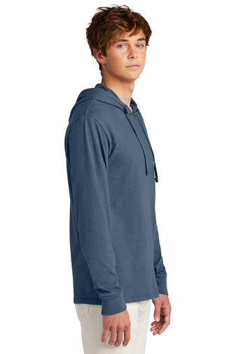 Port & Company Beach Wash Tee Hoodie in Denim