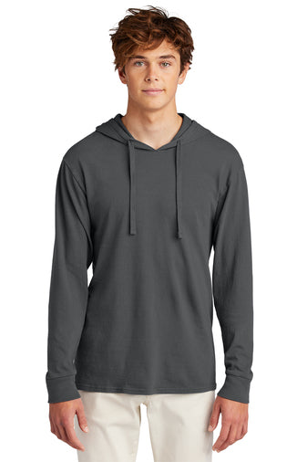 Port & Company Beach Wash Tee Hoodie in Charcoal