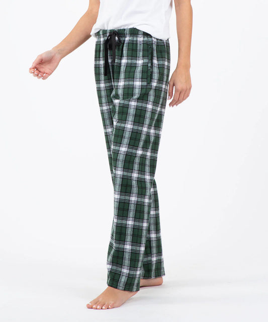 Flannel Pants in Green / White