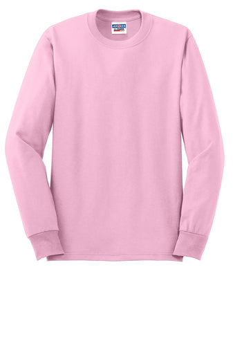 Jerzees Unisex long sleeve T Shirt in Pink